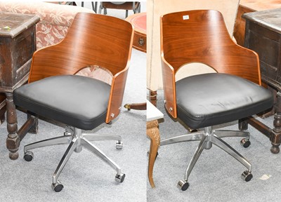 Lot 1226 - A Pair of Swivel Office Chairs, with chrome bases