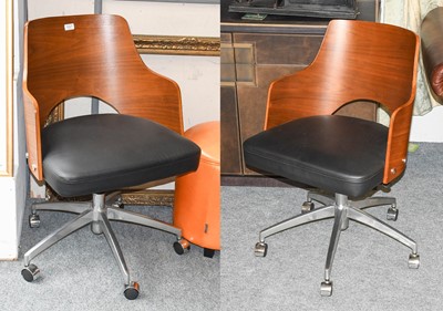 Lot 1227 - A Pair of Swivel Office Chairs, with chrome bases