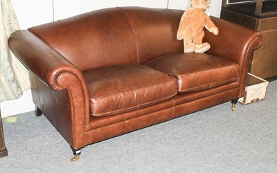 Lot 1231 - A Laura Ashley Dark Tan Leather Two Seater...