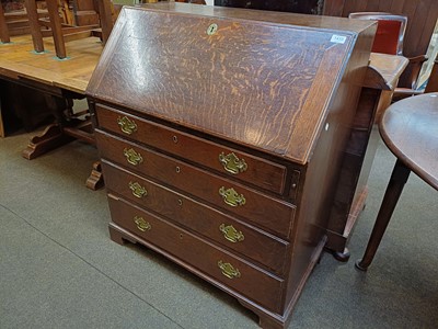 Lot 1433 - A George III Oak Bureau, 92cm by 51cm by 107cm