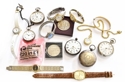 Lot 56 - Three Silver Pocket Watches, a silver fob...
