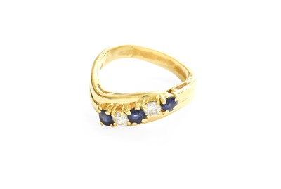Lot 4 - A Sapphire and Diamond Five Stone Twist Ring,...