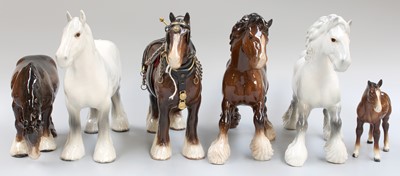 Lot 161 - Beswick Shire Horses, comprising cantering,...