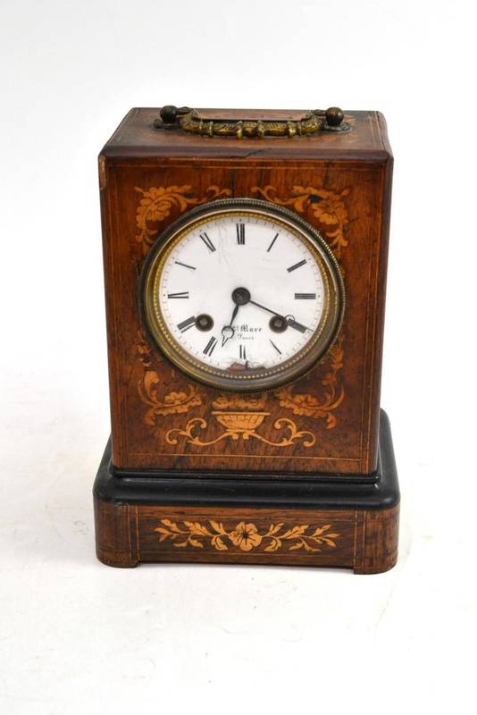 Lot 9 - French inlaid rosewood clock