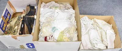 Lot 1087 - Assorted White Linens, Embroidered Textiles,...