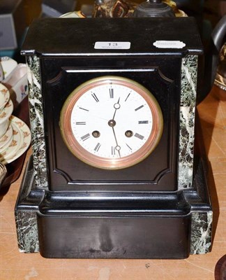 Lot 13 - A Belgian black slate mantel clock