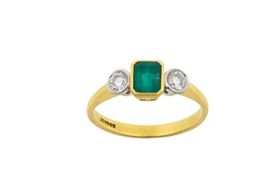 Lot 2097 - An 18 Carat Gold Emerald and Diamond Three...