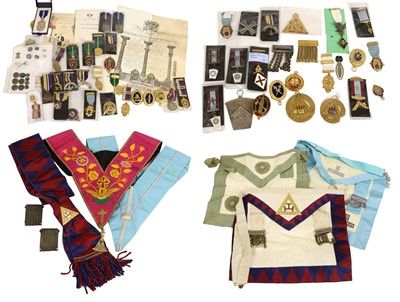Lot 79 - A Collection of Masonic Jewels and Regalia,...