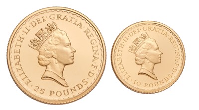 Lot 289 - Britannia Gold Two-Coin Proof Set 1987,...
