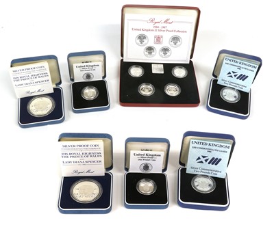 Lot 391 - Assorted Royal Mint Silver Proof Coins, 7...