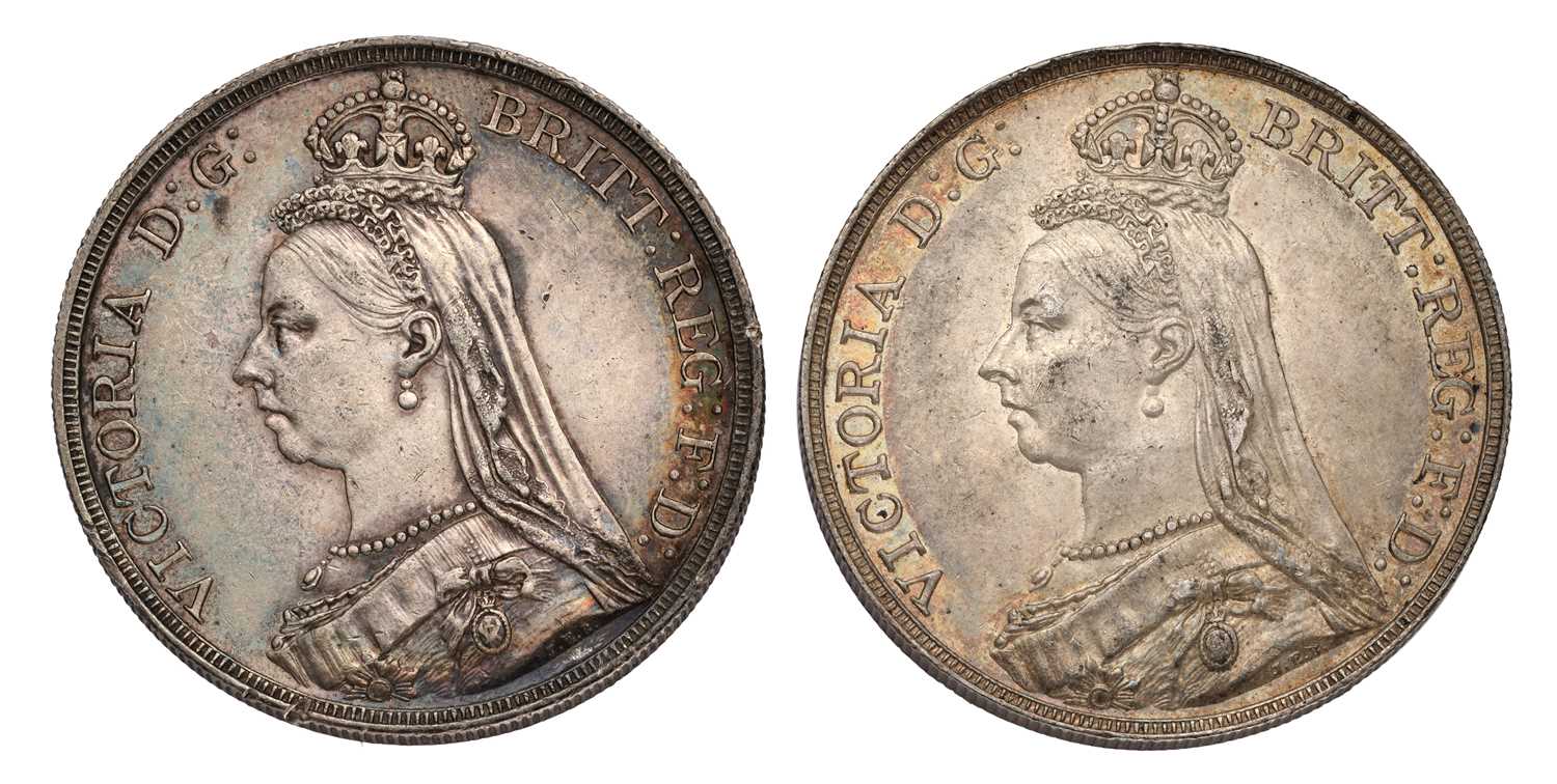 Lot 63 - 2x Victoria 'Jubilee Head' Crowns, 1887 and...