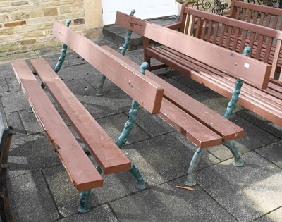 Lot 1349 - A Pair of Iron Slated Benches, 241cm wide