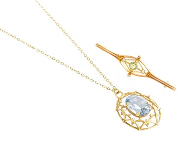 Lot 40 - A 9 Carat Gold Synthetic Blue Spinel Pendant...