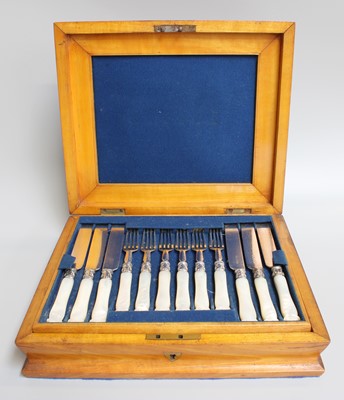Lot 158 - A Cased Set of Victorian Silver Plate and...