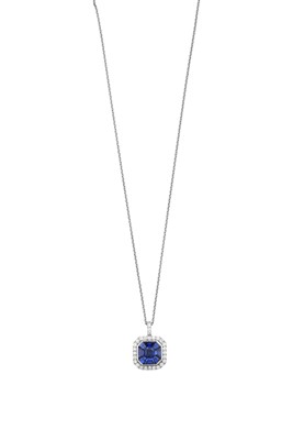 Lot 2273 - An 18 Carat White Gold Sapphire and Diamond...