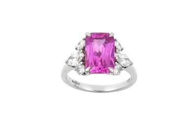 Lot 2271 - A Platinum Pink Sapphire and Diamond Ring, by...