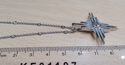Lot 2214 - A Platinum Diamond Pendant on Chain, by Hirsh...