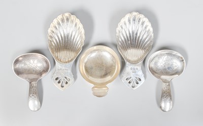 Lot 50 - Five Various Silver Caddy-Spoons, two by...