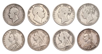 Lot 58 - 8x UK Silver Halfcrowns, comprising: George IV,...