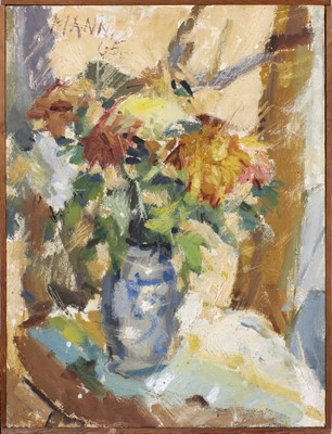 Lot 1074 - Cyril Mann (1911-1980) Floral arrangement in a...