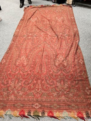 Lot 2038 - Large 19th Century Woven Red Ground Paisley...