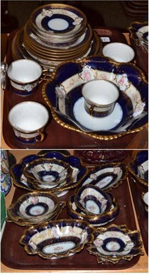 Lot 43 - A Royal Austrian porcelain twenty nine piece gros bleu and gilt tea and dessert service (on two...