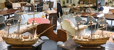 Lot 1133 - Two Wooden Model Ships, both of The Endeavor,...