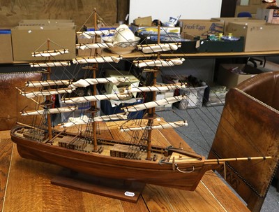 Lot 1164 - Two Wooden Model Ships, one of The Endeavor,...