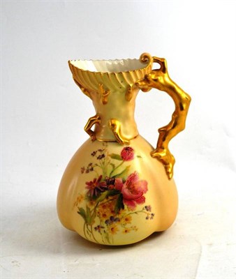 Lot 49 - A Royal Worcester ewer, of lobed form with frilled rim, 19cm