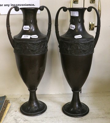 Lot 177 - A Pair of Neoclassical Bronzed Amphorae Vases,...