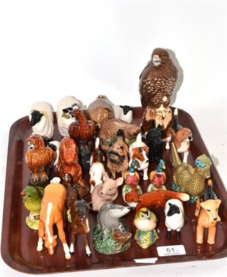 Lot 51 - A collection of thirty small and medium Beswick models including sheep, foals, Beneagles...