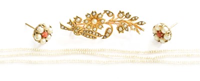 Lot 64 - A Triple Row Seed Pearl Necklace, clasp...