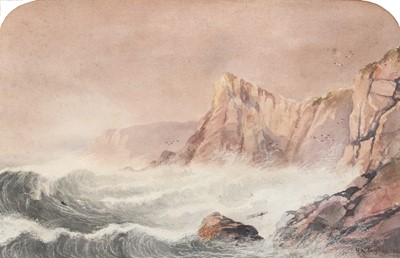 Lot 1002 - H K Taylor (19th Century) Coastline in stormy...