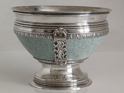 Lot 151 - An Arts and Crafts Silver Mounted Ruskin...