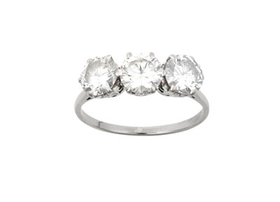 Lot 2196 - A Diamond Three Stone Ring the round brilliant...