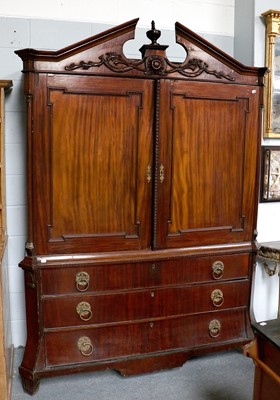 Lot 1249 - A 18th Century Dutch Mahogany Linen Press,...