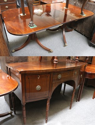 Lot 1303 - George III Mahogany Twin Pillar Dining Table,...