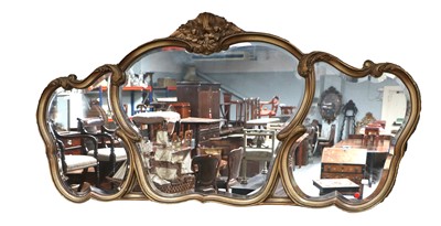 Lot 1247 - Gilt Framed Sectional Mirror, decorated with...