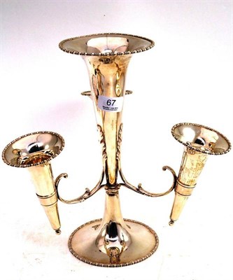 Lot 67 - A George V silver table centrepiece set with four trumpet vases, Sheffield 1917, 30cm