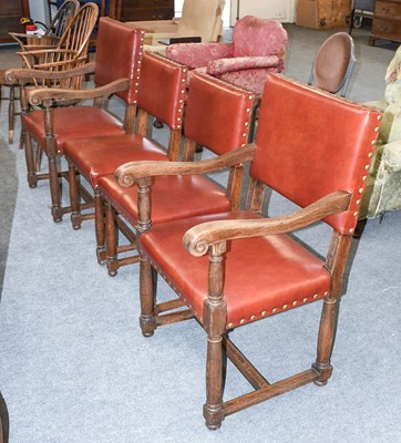 Lot 1335 - A Set of Four (2+2) Oak Dining Chairs, 1st...