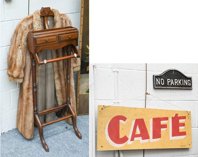 Lot 1220 - 'No Parking' sign, 'CAFE' sign, fur coat and a...