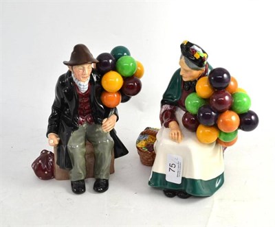 Lot 75 - Two Royal Doulton figures - The Balloon Man HN1954 and The Old Balloon Seller HN1315