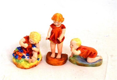 Lot 77 - Three Royal Worcester figures of Mischief, Joan and Michael, modelled by F G Doughty