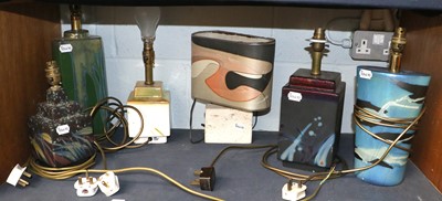 Lot 199 - Six Studio Pottery Lamps, including examples...