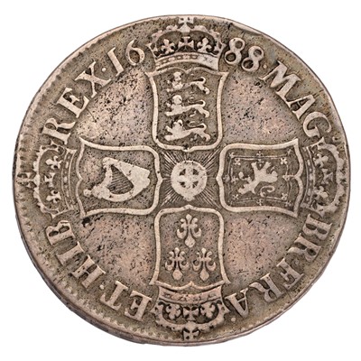 Lot 28 - James II, Crown 1688/7, QVARTO, second draped...