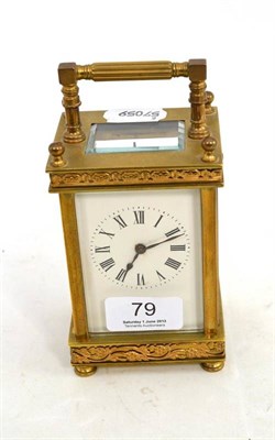 Lot 79 - A French brass carriage clock