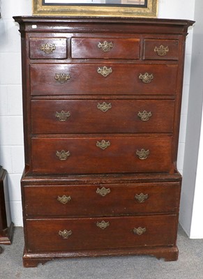 Lot 1241 - A George III Oak Chest on Chest, integral...