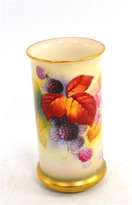Lot 81 - A Royal Worcester spill vase decorated with flowering and fruiting blackberries by Kitty Blake,...
