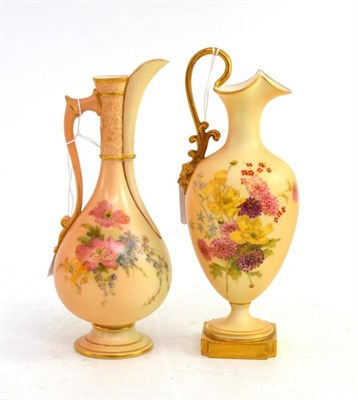 Lot 82 - A Royal Worcester ewer of classical form printed with flowers on a graduated ground, 18.5cm; a...