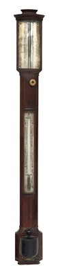 Lot 702 - A Mahogany Bow Fronted Stick Barometer, Signed...